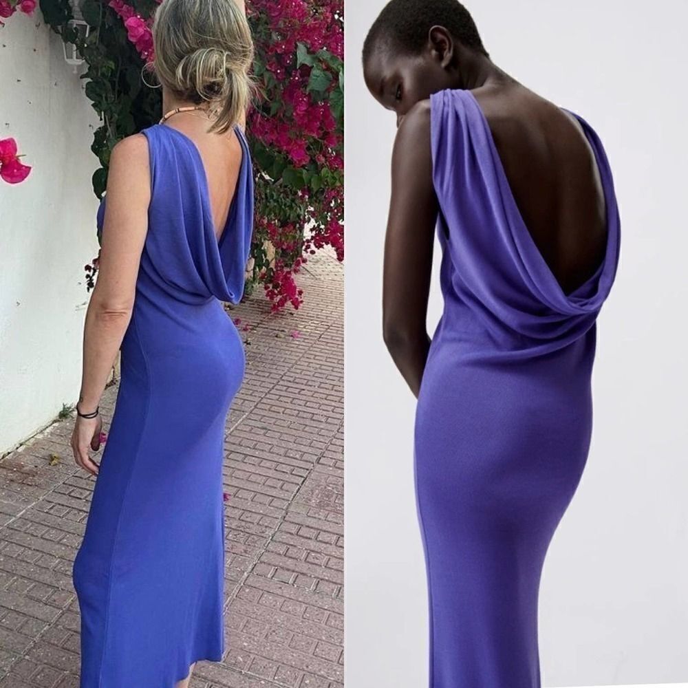 Zara Special Edition Purple Dress Open Back Knit